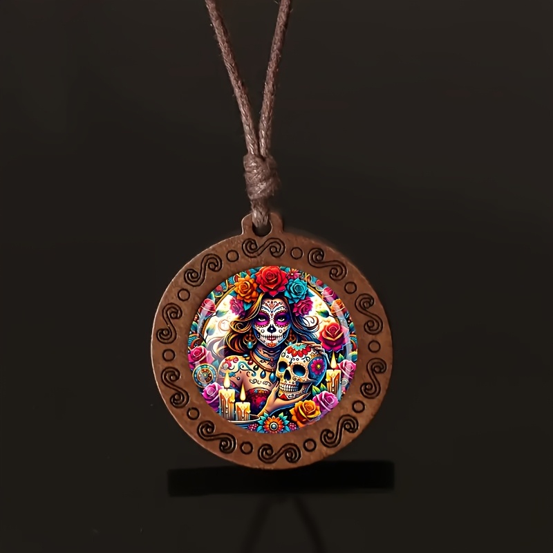 Women's Flower Wooden Necklace, Retro Small Gift